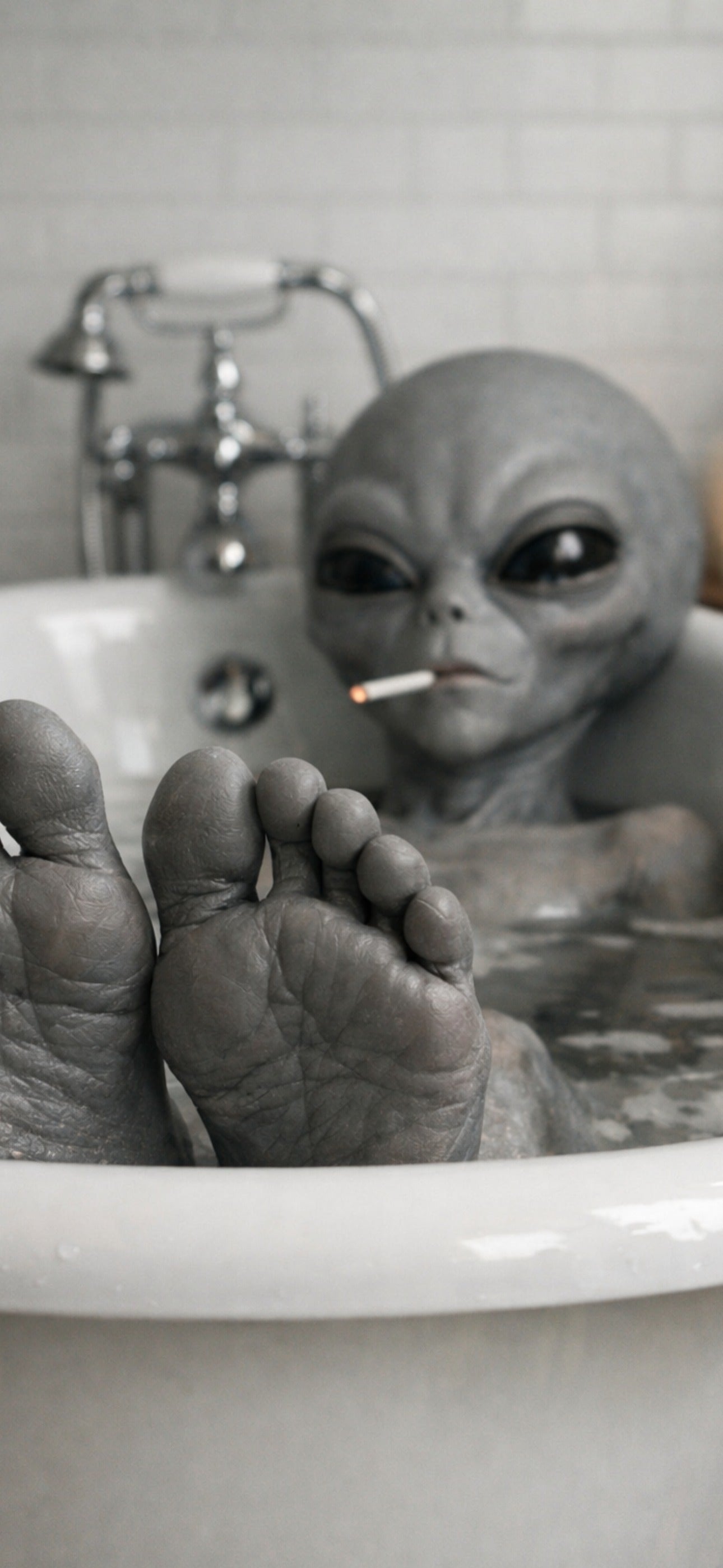 Alien in tub Wallpaper