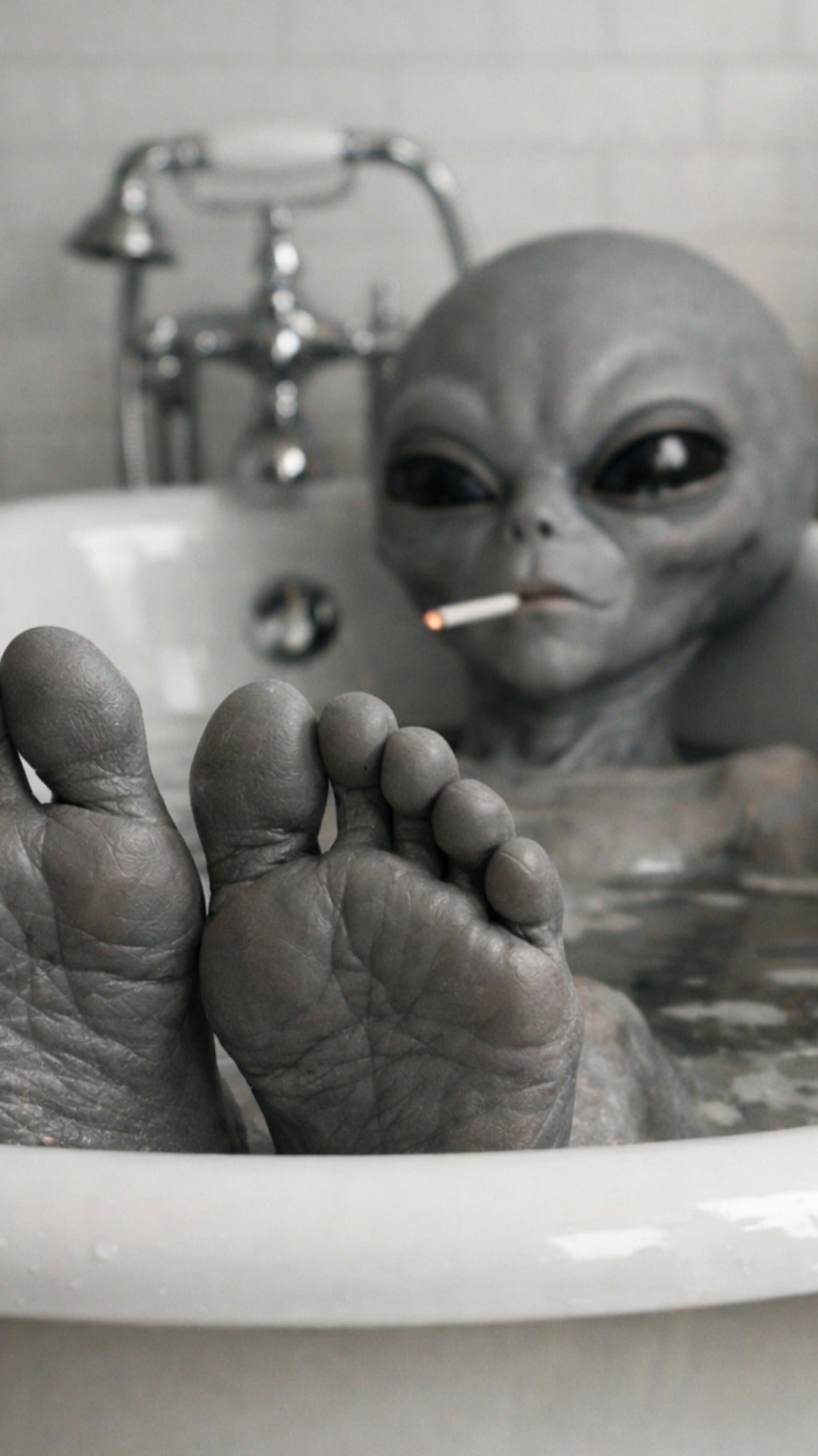 Alien in tub Wallpaper